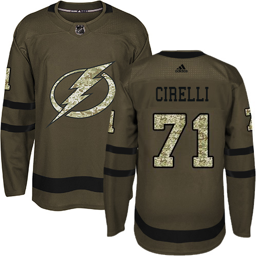 Adidas Tampa Bay Lightning #71 Anthony Cirelli Green Salute to Service Youth Stitched NHL Jersey